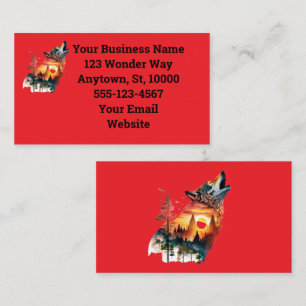 Stunning Sunset Silhouette Howling Wolf Business Card