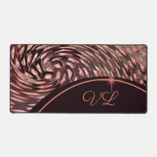 Stunning Swirl Faux Rose Gold Personal Initials Desk Mat