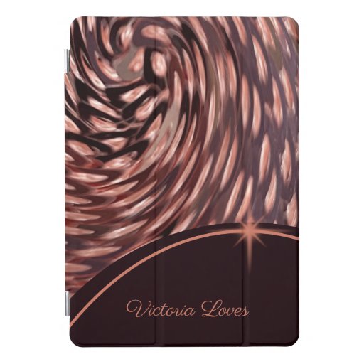 Stunning Swirl Faux Rose Gold Personal Name  iPad Pro Cover