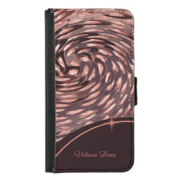 Stunning Swirl Faux Rose Gold Personalized Name  Samsung Galaxy S5 Wallet Case