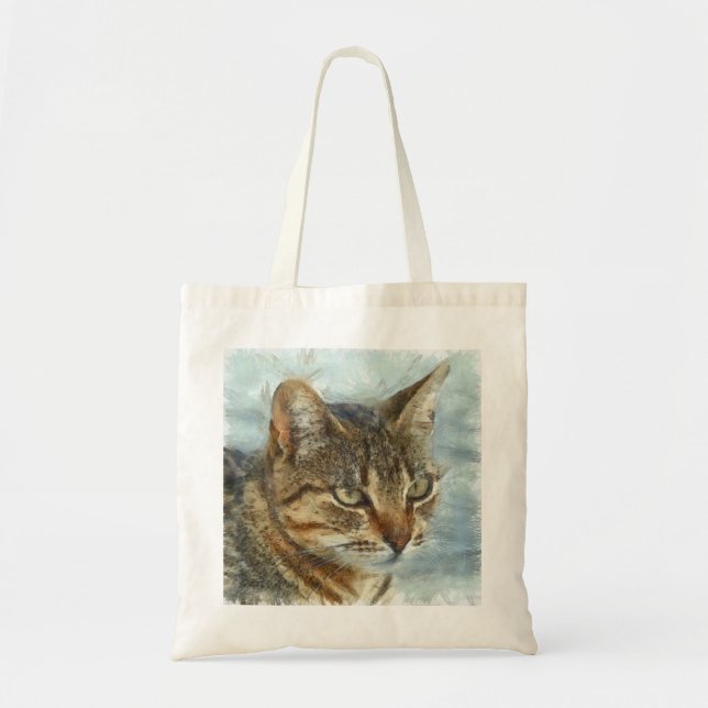 Stunning Tabby Cat Close Up Graphite Pencil Portra Tote Bag (Front)