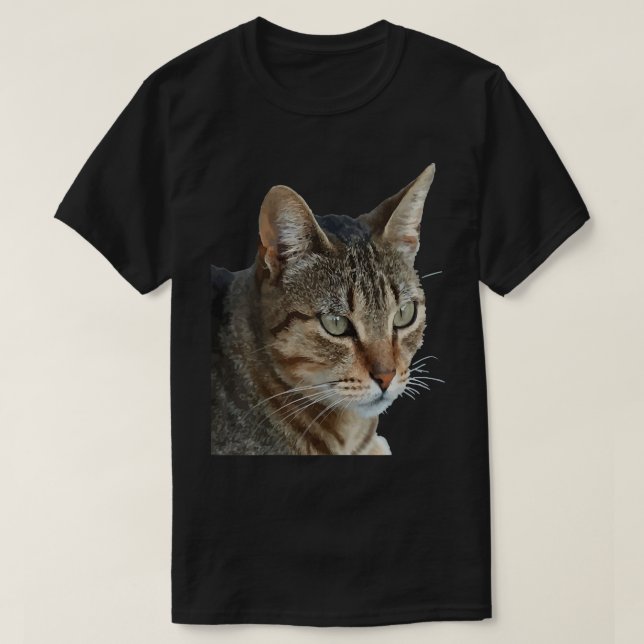Stunning Tabby Cat Close Up Portrait Vector  T-Shirt (Design Front)