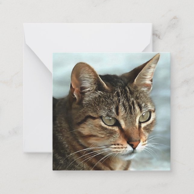 Stunning Tabby Cat CloseUp Artistic Portrait Note Card (Front)