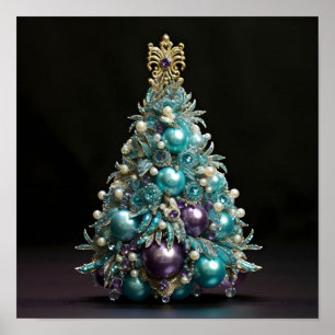 Stunning Teal and purple Christmas tree  Poster