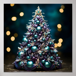 Stunning Teal and purple Christmas tree Poster