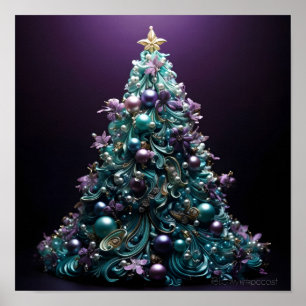 Stunning Teal and purple Christmas tree Poster