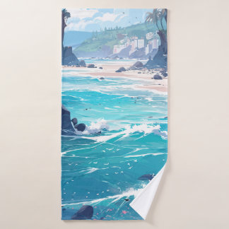 Stunning Tropical Beach & Ocean Waves Bath Towel