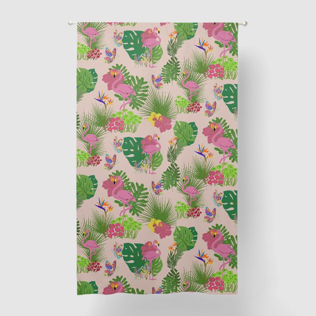 Stunning Tropical Flamingo Botanical Curtains.  Blackout Curtains (Front)