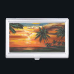 Stunning Tropical Sunset Business Card Case<br><div class="desc">"Stunning Tropical Sunset II" by Carolee Vitaletti. Features a sunset against trees and water on the beach.</div>