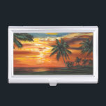 Stunning Tropical Sunset Business Card Case<br><div class="desc">"Stunning Tropical Sunset II" by Carolee Vitaletti. Features a sunset against trees and water on the beach.</div>