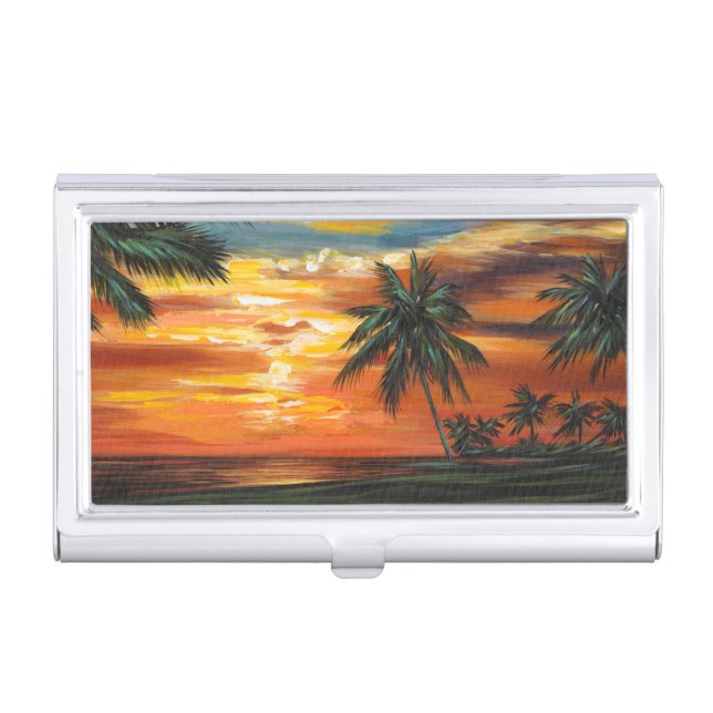 Stunning Tropical Sunset Business Card Case (Front)