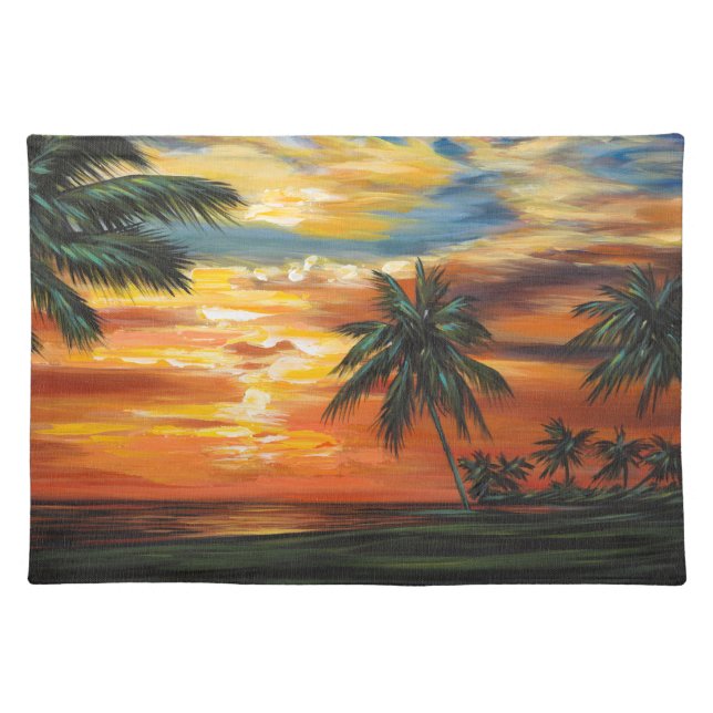 Stunning Tropical Sunset Cloth Placemat (Front)