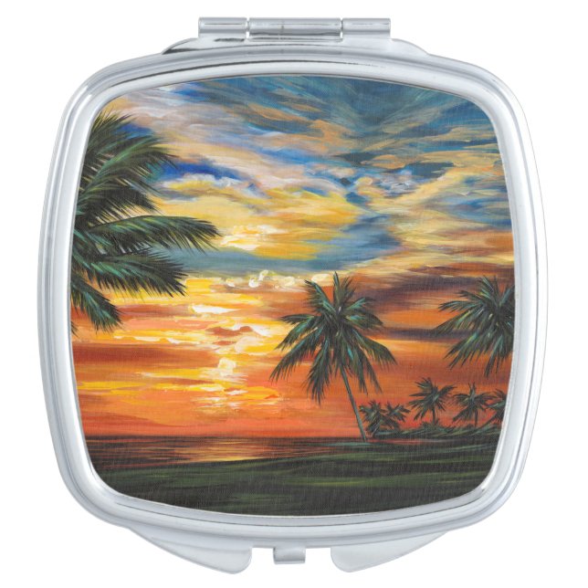 Stunning Tropical Sunset Compact Mirror (Front)