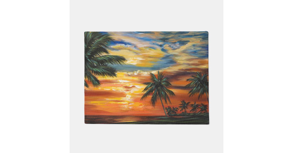 Stunning Tropical Sunset Doormat | Zazzle