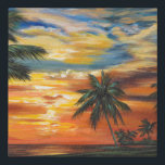 Stunning Tropical Sunset Faux Canvas Print<br><div class="desc">"Stunning Tropical Sunset II" by Carolee Vitaletti. Features a sunset against trees and water on the beach.</div>