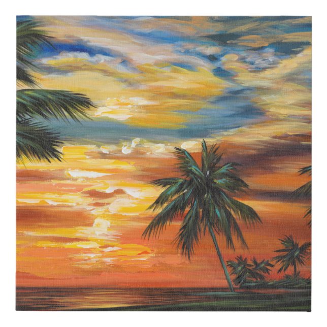 Stunning Tropical Sunset Faux Canvas Print (Front)