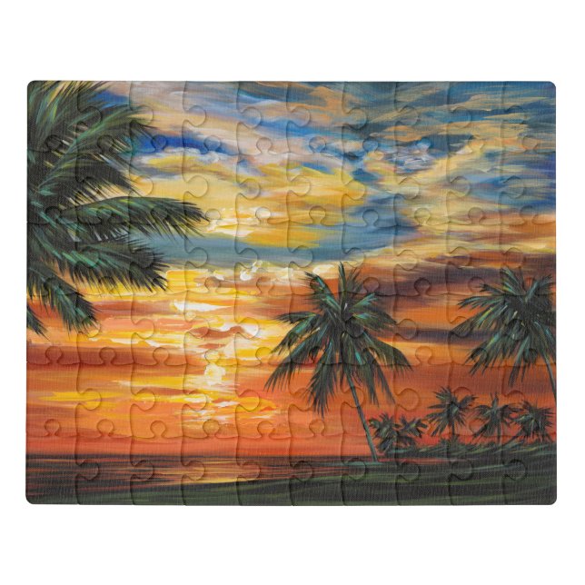 Stunning Tropical Sunset Jigsaw Puzzle (Puzzle Horizontal)