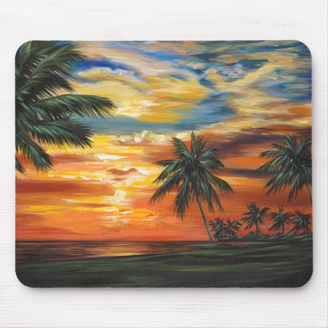 Stunning Tropical Sunset Mouse Pad (Front)