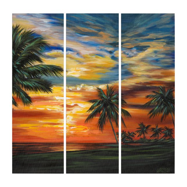 Stunning Tropical Sunset Triptych (Front)