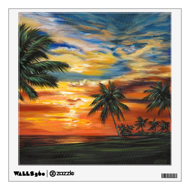 Stunning Tropical Sunset Wall Decal (Front)