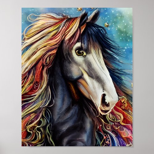 Stunning Ulta Realistic Gypsy Horse Triptych Poster