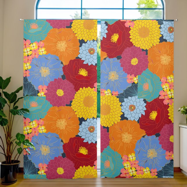 Stunning, Unique, Bright, Colorful flower curtains (Living Room)