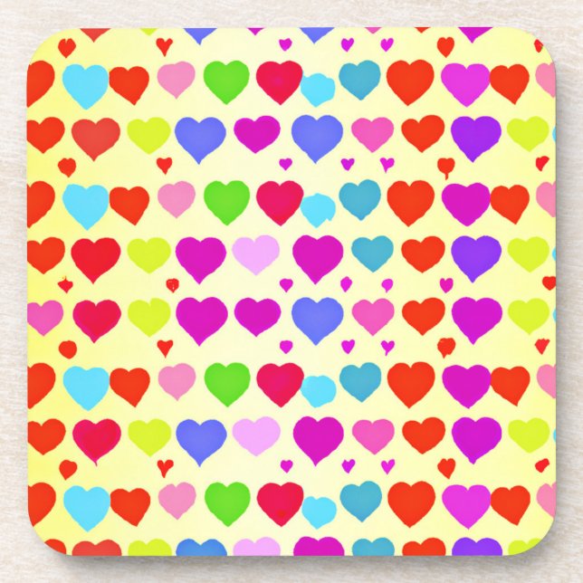 Stunning Vibrant Love Pattern Beverage Coaster (Front)