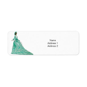 Stunning Victorian Lady Green White Trim Dress    Label