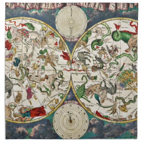 Stunning Vintage Art Astrology Star Map Charts Cloth Napkin
