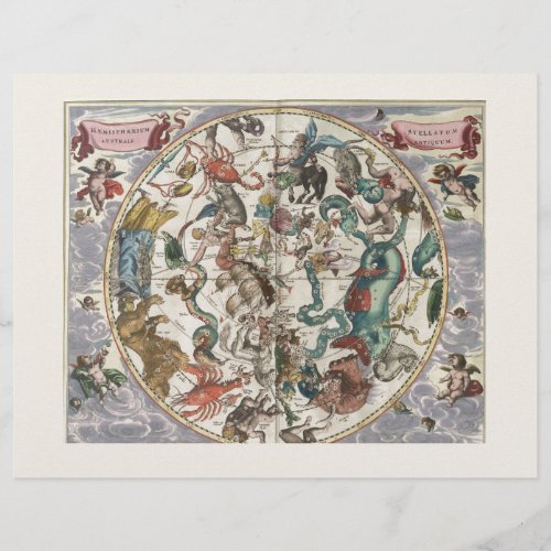 Stunning vintage astrological chart zodiac signs