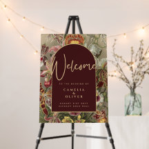 Stunning Vintage Botanical Burgundy Floral Weddin