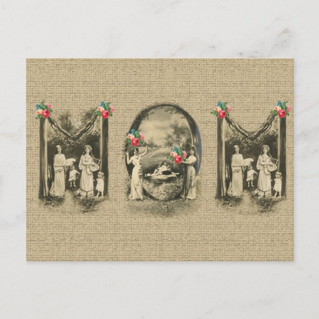 Stunning vintage 'MOM' mother and children print Postcard (Front)