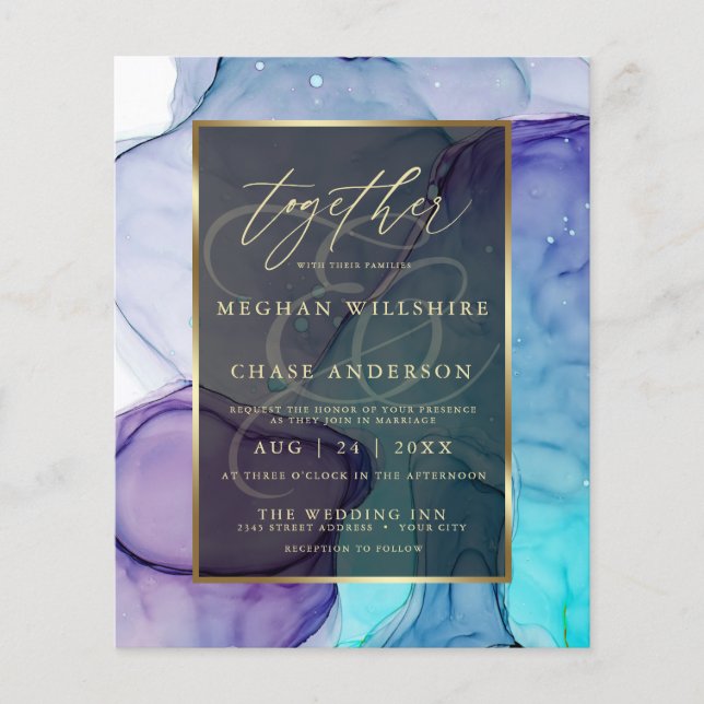 Stunning Violet Aqua Liquid Abstract Ink (Front)