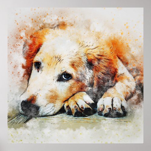 Stunning watercolor dog portrait poster