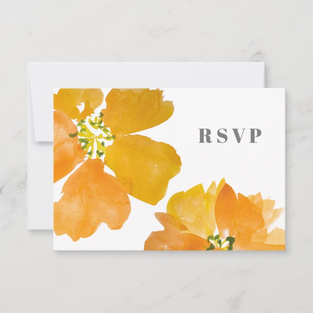 Stunning Watercolor Flower Modern RSVP Card (Front)