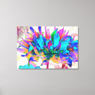 Stunning Watercolor Rainbow Cactus Dahlia Canvas Print