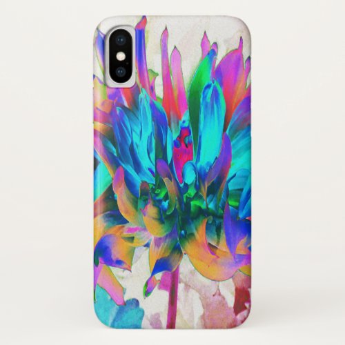 Stunning Watercolor Rainbow Cactus Dahlia iPhone X Case