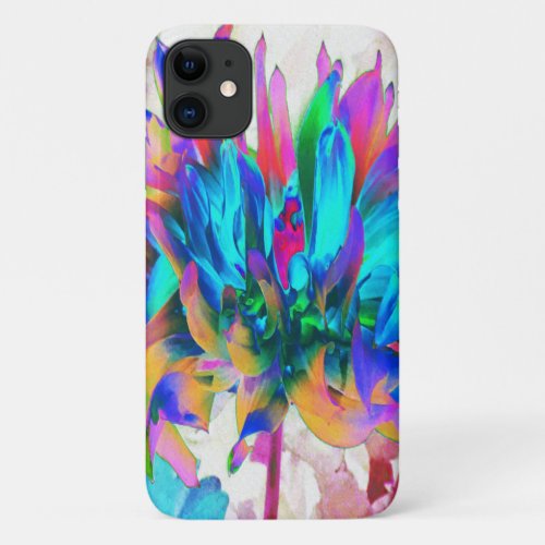 Stunning Watercolor Rainbow Cactus Dahlia iPhone 11 Case