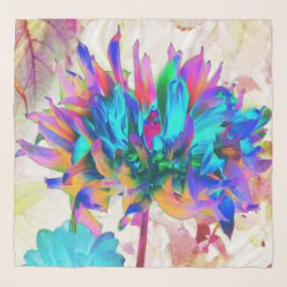 Stunning Watercolor Rainbow Cactus Dahlia Scarf