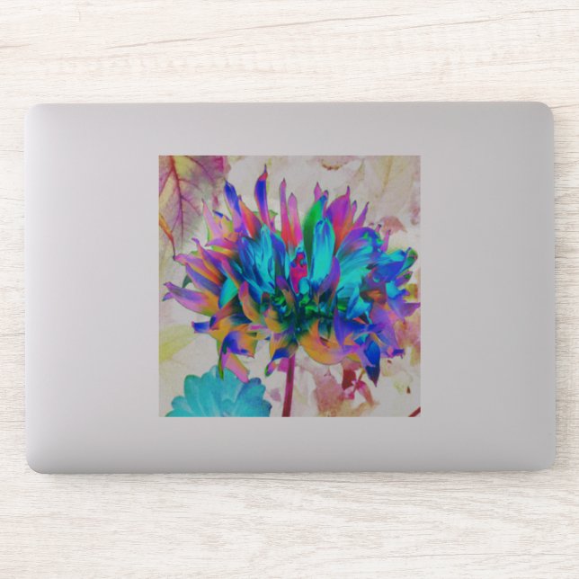 Stunning Watercolor Rainbow Cactus Dahlia Sticker (Computer)