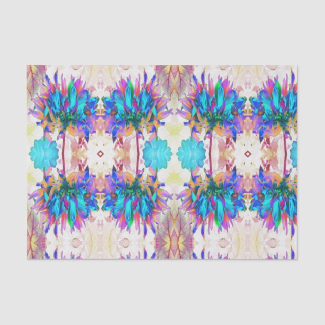 Stunning Watercolor Rainbow Cactus Dahlia Tissue Paper (Front)