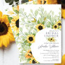 Stunning Watercolor Sunflowers Bridal Shower Invitation