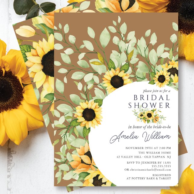 Stunning Watercolor Sunflowers Bridal Shower Invitation (Creator Uploaded)