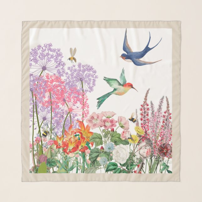 Stunning, Watercolour "Spring"Floral  Scarf (Front)