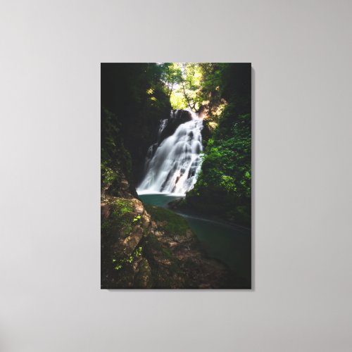 Stunning waterfall Šum in magical forest Canvas Print