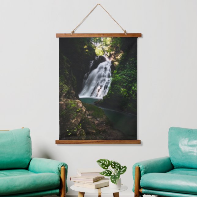 Stunning waterfall Šum in magical forest Hanging Tapestry (Living Room)