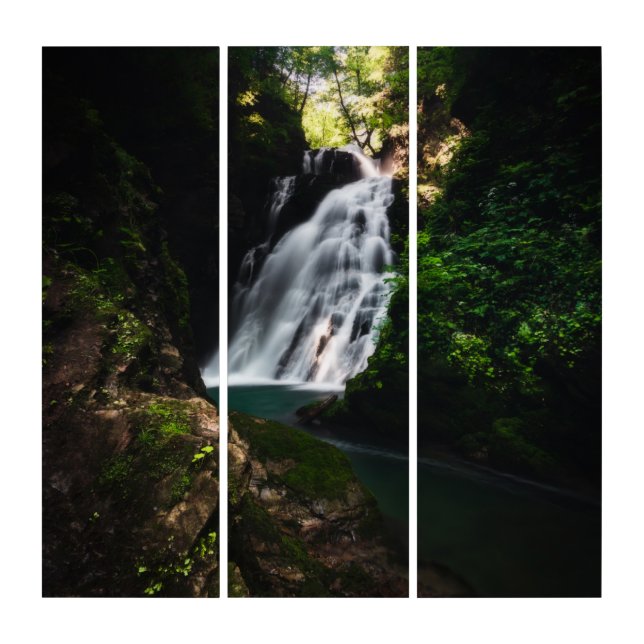 Stunning waterfall Šum in magical forest Triptych (Front)