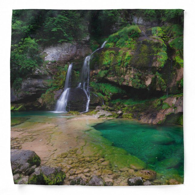 Stunning waterfall Virje, Slovenia Poster Bandana (Front)