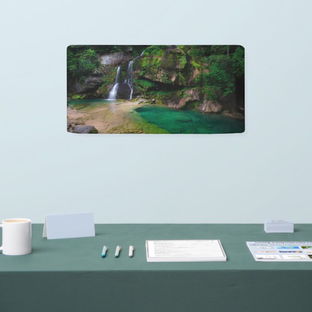 Stunning waterfall Virje, Slovenia Poster Banner (Tradeshow)