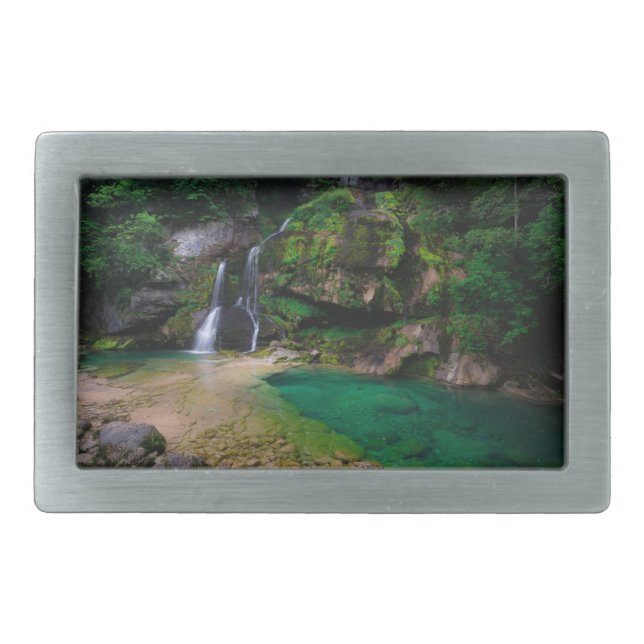 Stunning waterfall Virje, Slovenia Poster Belt Buckle (Front)